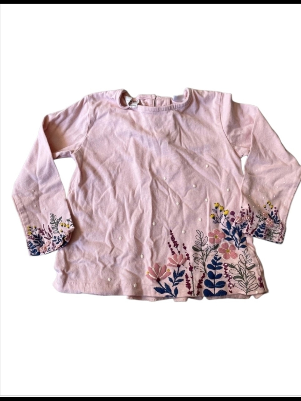 Zara Baby Girl Pink Floral Embroidered Long Sleeve Top Shirt - 12-18Mos EUC